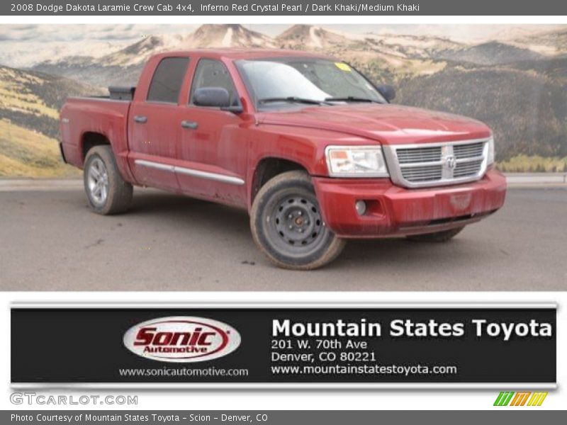 Inferno Red Crystal Pearl / Dark Khaki/Medium Khaki 2008 Dodge Dakota Laramie Crew Cab 4x4