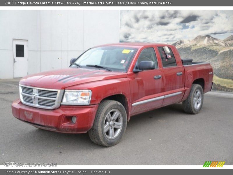Inferno Red Crystal Pearl / Dark Khaki/Medium Khaki 2008 Dodge Dakota Laramie Crew Cab 4x4