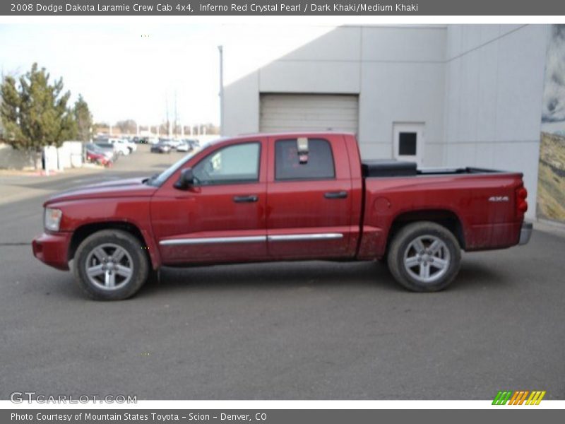 Inferno Red Crystal Pearl / Dark Khaki/Medium Khaki 2008 Dodge Dakota Laramie Crew Cab 4x4