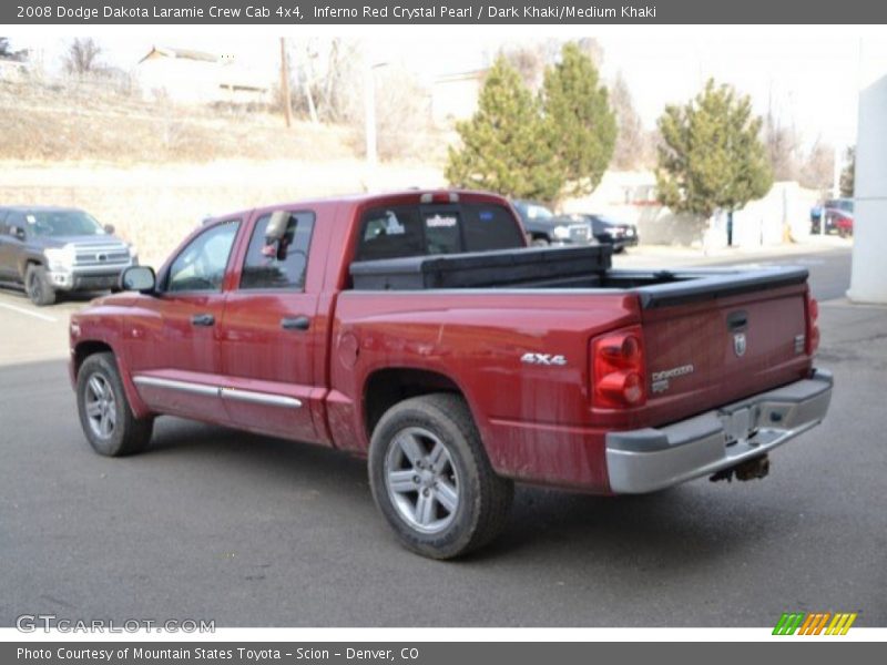 Inferno Red Crystal Pearl / Dark Khaki/Medium Khaki 2008 Dodge Dakota Laramie Crew Cab 4x4