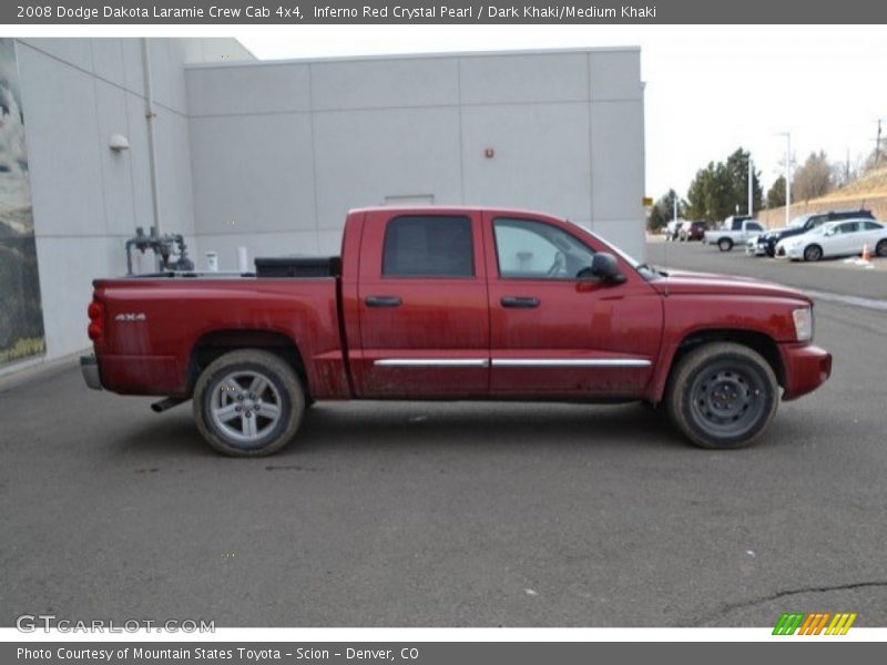 Inferno Red Crystal Pearl / Dark Khaki/Medium Khaki 2008 Dodge Dakota Laramie Crew Cab 4x4