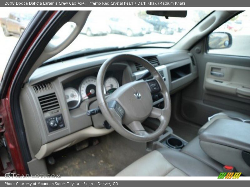 Inferno Red Crystal Pearl / Dark Khaki/Medium Khaki 2008 Dodge Dakota Laramie Crew Cab 4x4