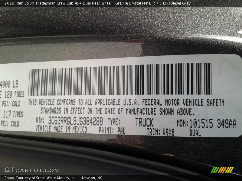 Granite Crystal Metallic / Black/Diesel Gray 2018 Ram 3500 Tradesman Crew Cab 4x4 Dual Rear Wheel
