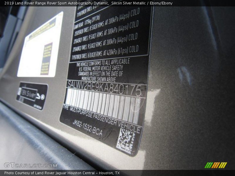 Silicon Silver Metallic / Ebony/Ebony 2019 Land Rover Range Rover Sport Autobiography Dynamic