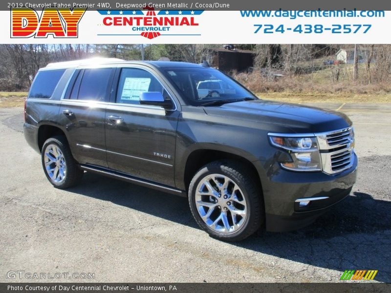 Deepwood Green Metallic / Cocoa/Dune 2019 Chevrolet Tahoe Premier 4WD