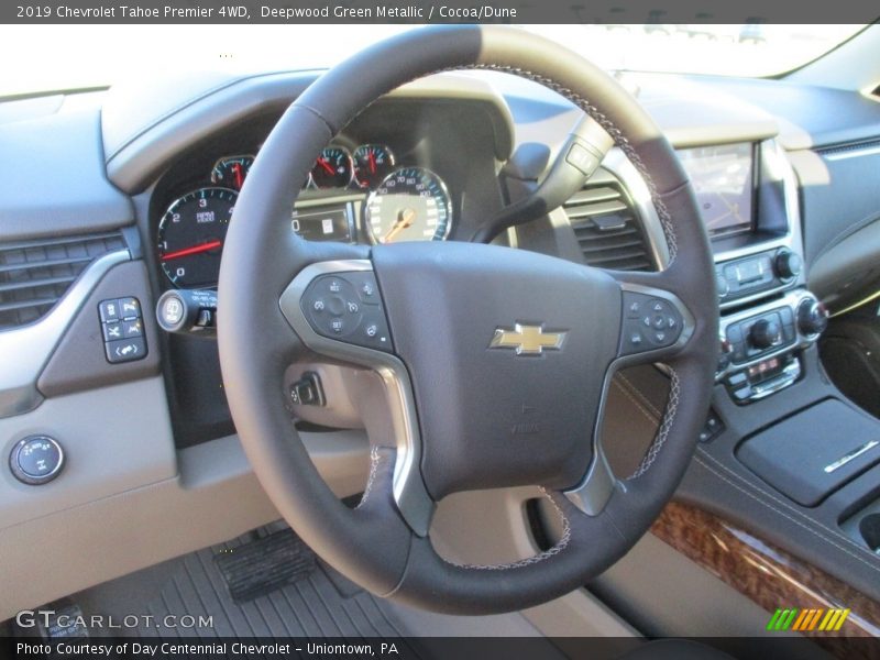 Deepwood Green Metallic / Cocoa/Dune 2019 Chevrolet Tahoe Premier 4WD