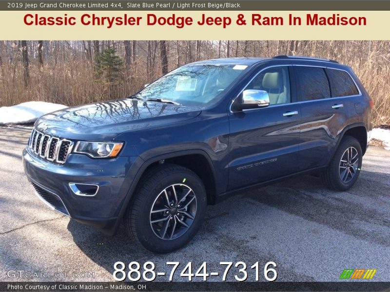 Slate Blue Pearl / Light Frost Beige/Black 2019 Jeep Grand Cherokee Limited 4x4