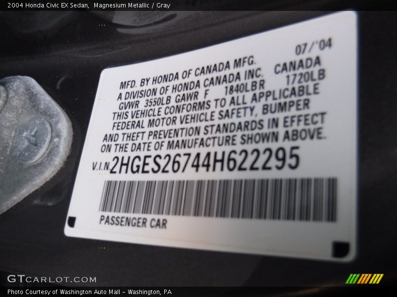 Magnesium Metallic / Gray 2004 Honda Civic EX Sedan