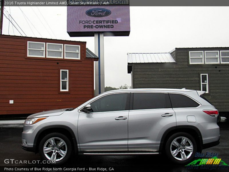 Silver Sky Metallic / Ash 2016 Toyota Highlander Limited AWD