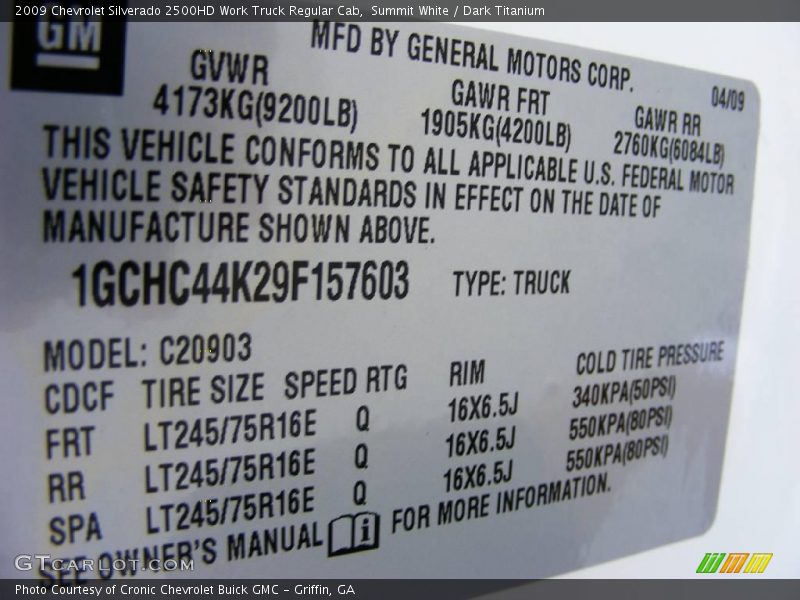 Summit White / Dark Titanium 2009 Chevrolet Silverado 2500HD Work Truck Regular Cab