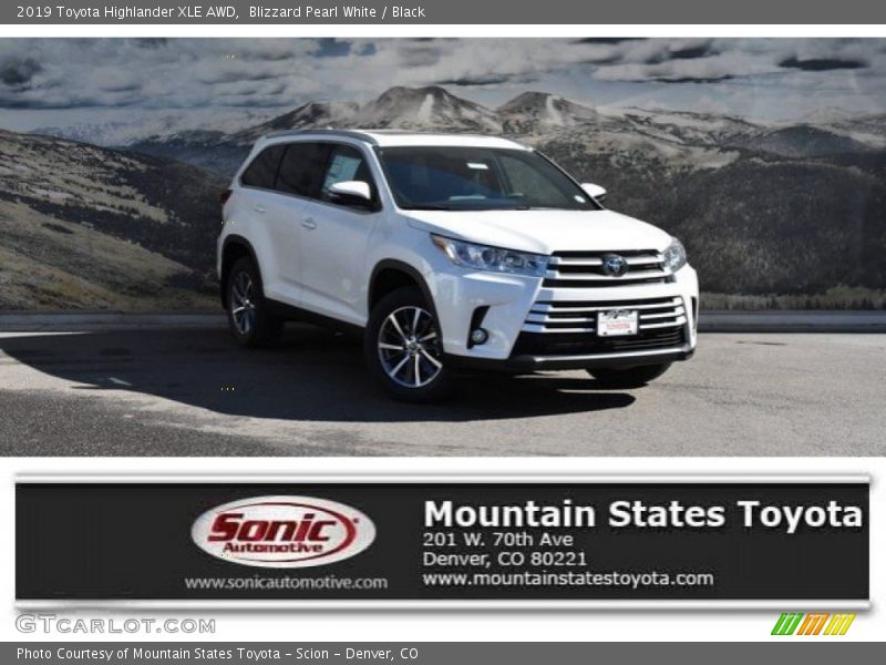 Blizzard Pearl White / Black 2019 Toyota Highlander XLE AWD