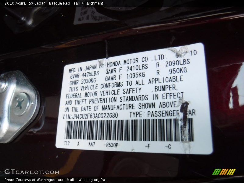 Basque Red Pearl / Parchment 2010 Acura TSX Sedan