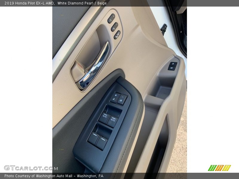 White Diamond Pearl / Beige 2019 Honda Pilot EX-L AWD