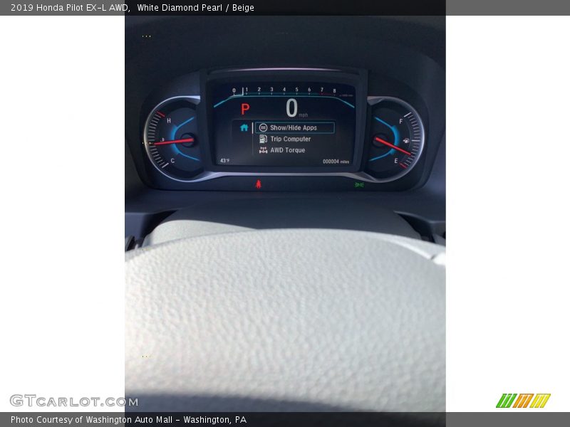 White Diamond Pearl / Beige 2019 Honda Pilot EX-L AWD
