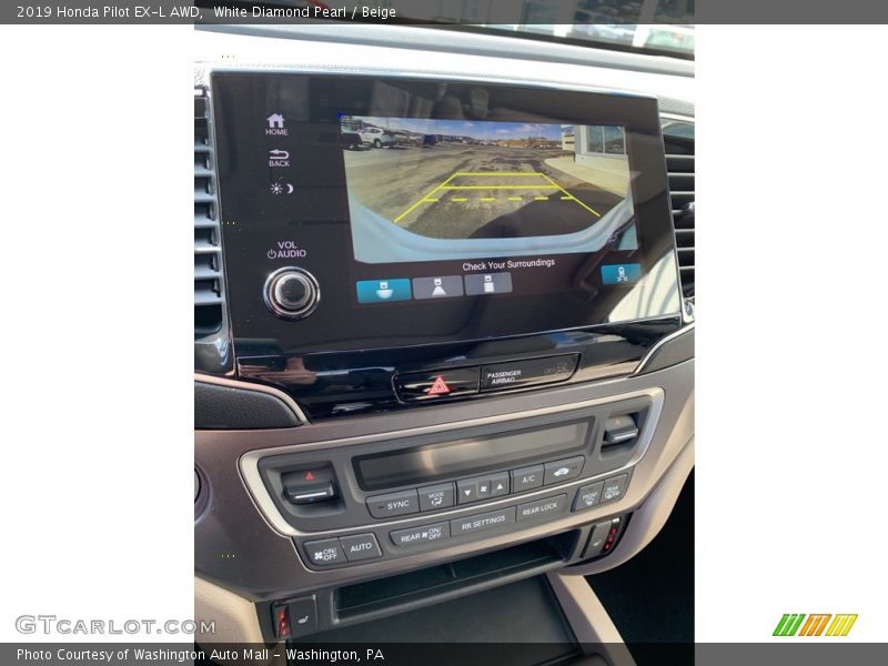 White Diamond Pearl / Beige 2019 Honda Pilot EX-L AWD