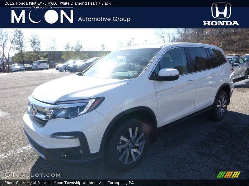 White Diamond Pearl / Black 2019 Honda Pilot EX-L AWD