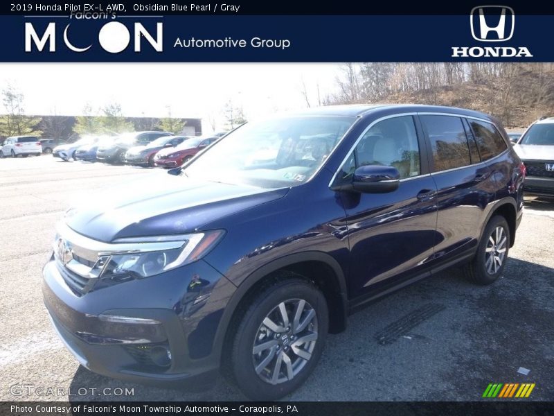 Obsidian Blue Pearl / Gray 2019 Honda Pilot EX-L AWD