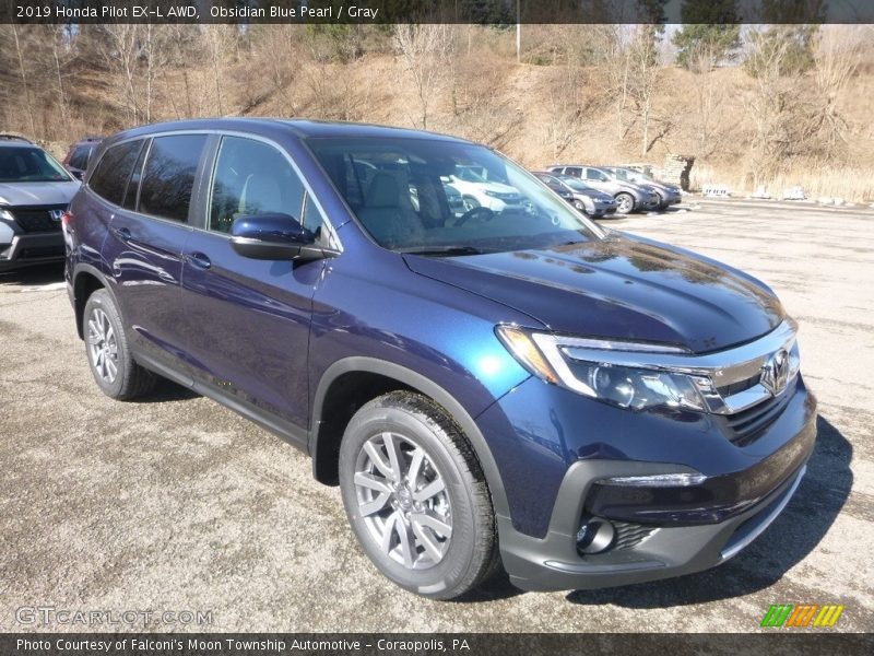 Obsidian Blue Pearl / Gray 2019 Honda Pilot EX-L AWD