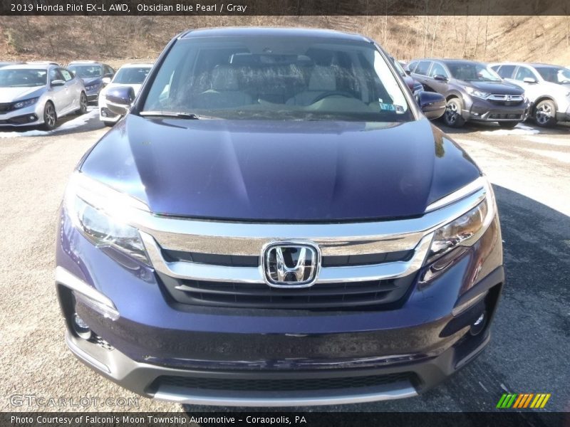 Obsidian Blue Pearl / Gray 2019 Honda Pilot EX-L AWD