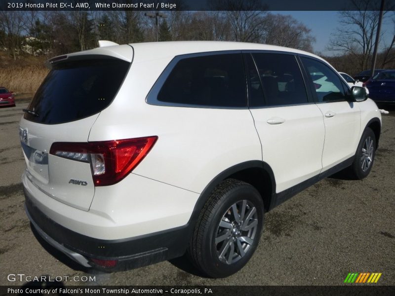 White Diamond Pearl / Beige 2019 Honda Pilot EX-L AWD