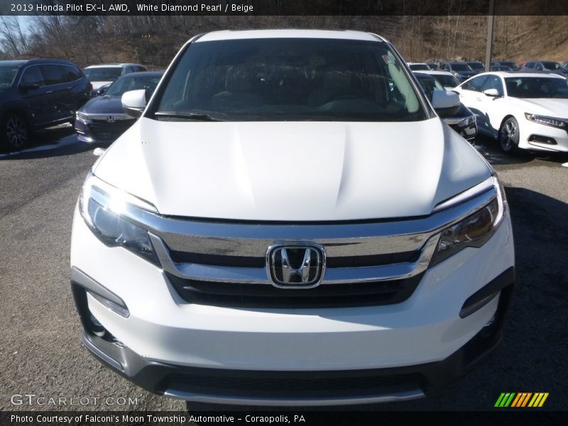 White Diamond Pearl / Beige 2019 Honda Pilot EX-L AWD