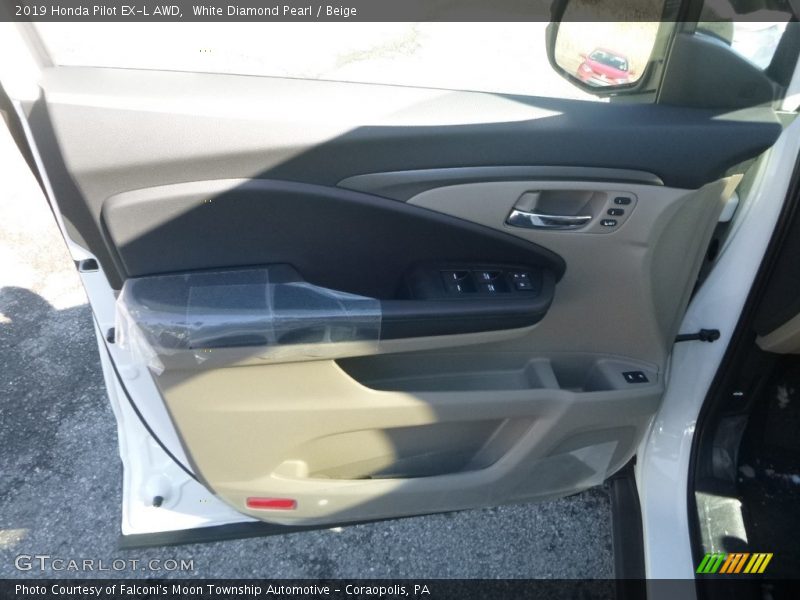 White Diamond Pearl / Beige 2019 Honda Pilot EX-L AWD