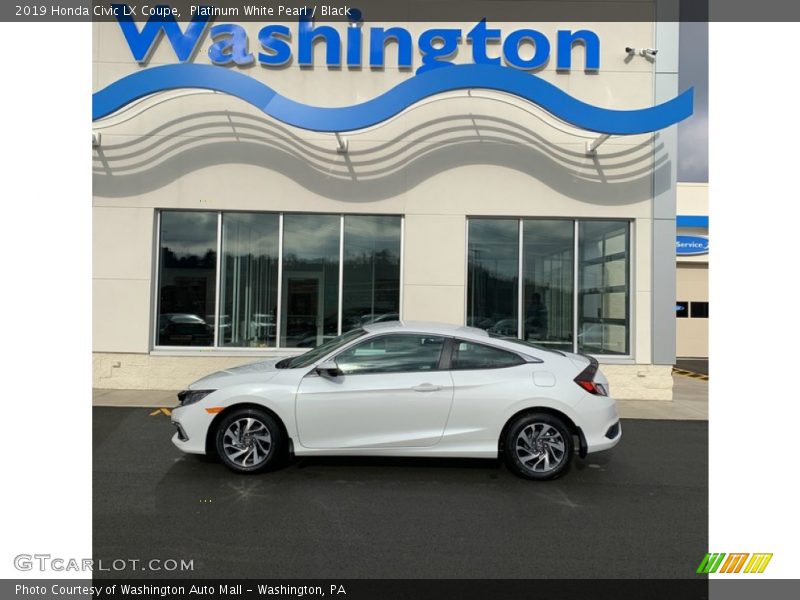 Platinum White Pearl / Black 2019 Honda Civic LX Coupe