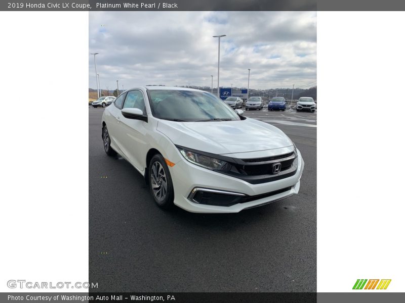 Platinum White Pearl / Black 2019 Honda Civic LX Coupe