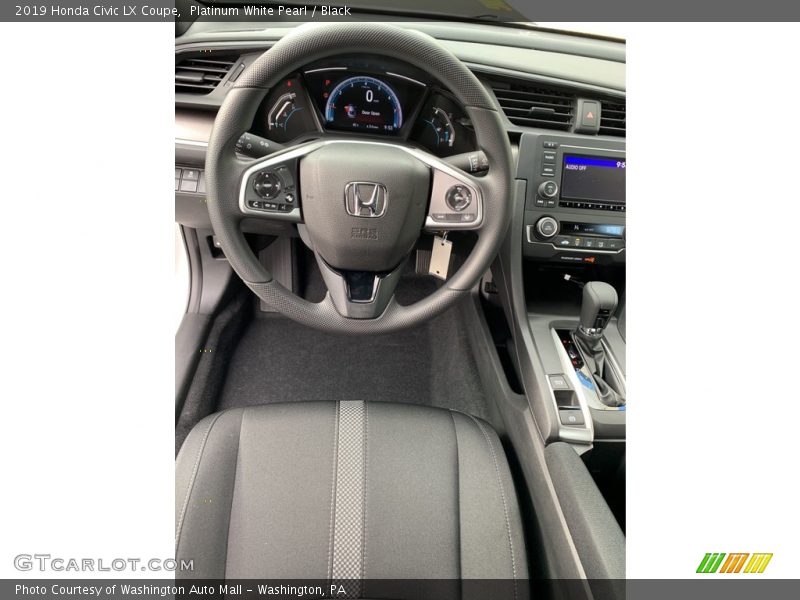 Platinum White Pearl / Black 2019 Honda Civic LX Coupe
