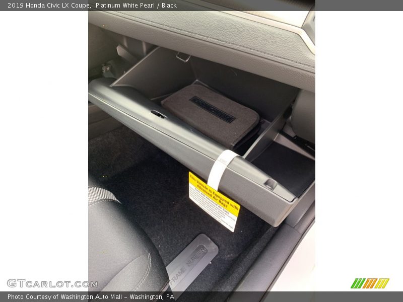 Platinum White Pearl / Black 2019 Honda Civic LX Coupe