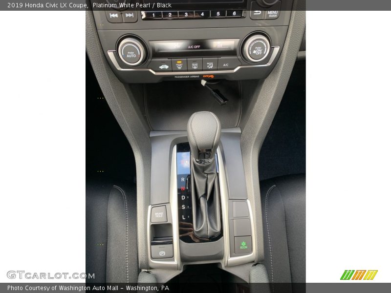 Platinum White Pearl / Black 2019 Honda Civic LX Coupe
