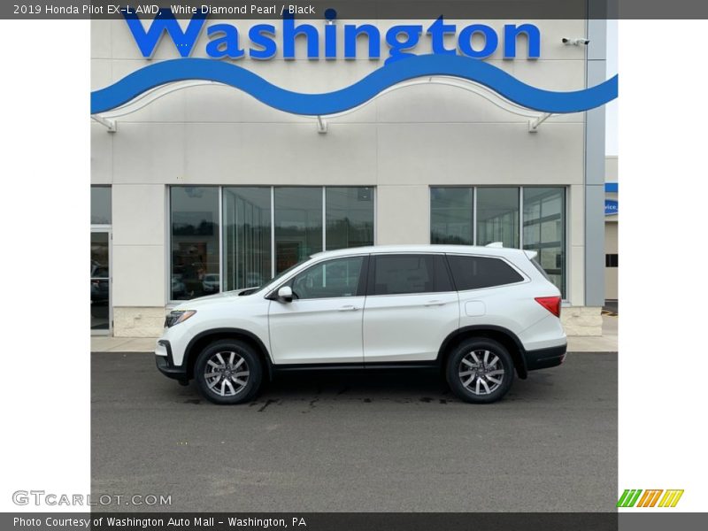 White Diamond Pearl / Black 2019 Honda Pilot EX-L AWD