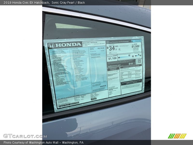  2019 Civic EX Hatchback Window Sticker