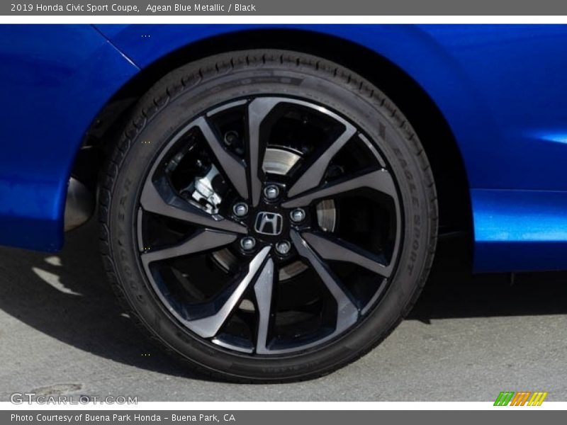 Agean Blue Metallic / Black 2019 Honda Civic Sport Coupe