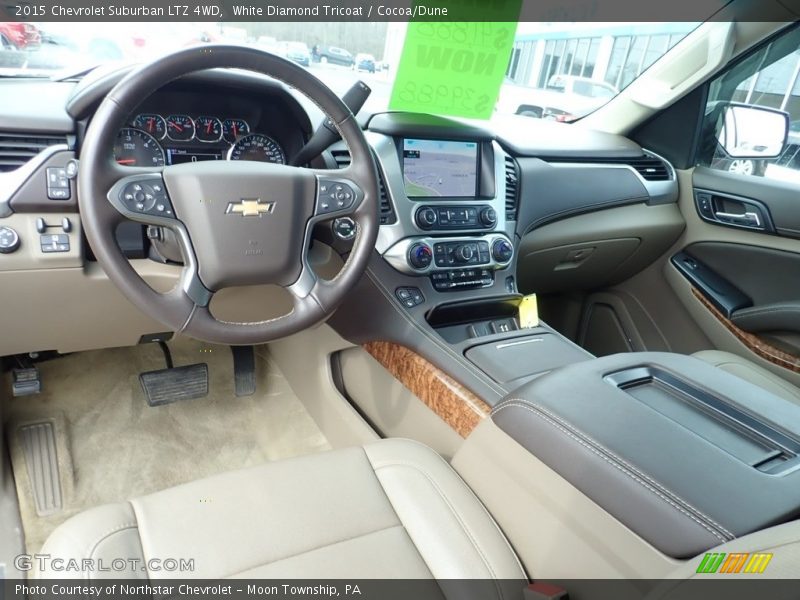 White Diamond Tricoat / Cocoa/Dune 2015 Chevrolet Suburban LTZ 4WD