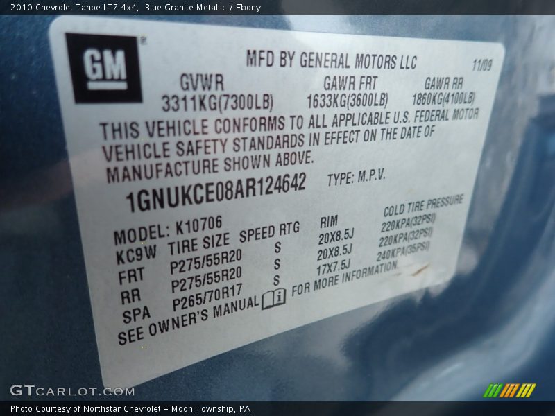 Blue Granite Metallic / Ebony 2010 Chevrolet Tahoe LTZ 4x4