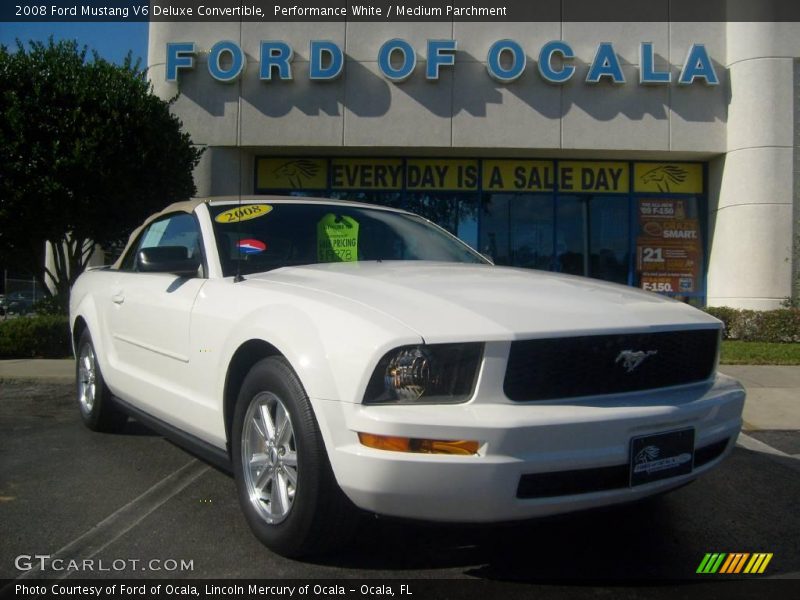 Performance White / Medium Parchment 2008 Ford Mustang V6 Deluxe Convertible
