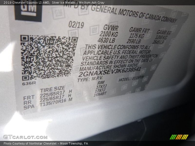 Silver Ice Metallic / Medium Ash Gray 2019 Chevrolet Equinox LS AWD