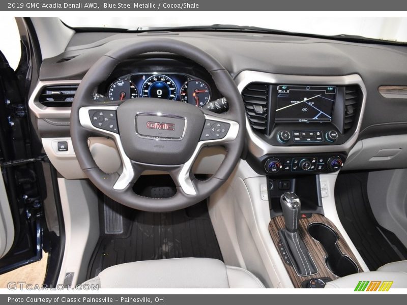 Blue Steel Metallic / Cocoa/Shale 2019 GMC Acadia Denali AWD