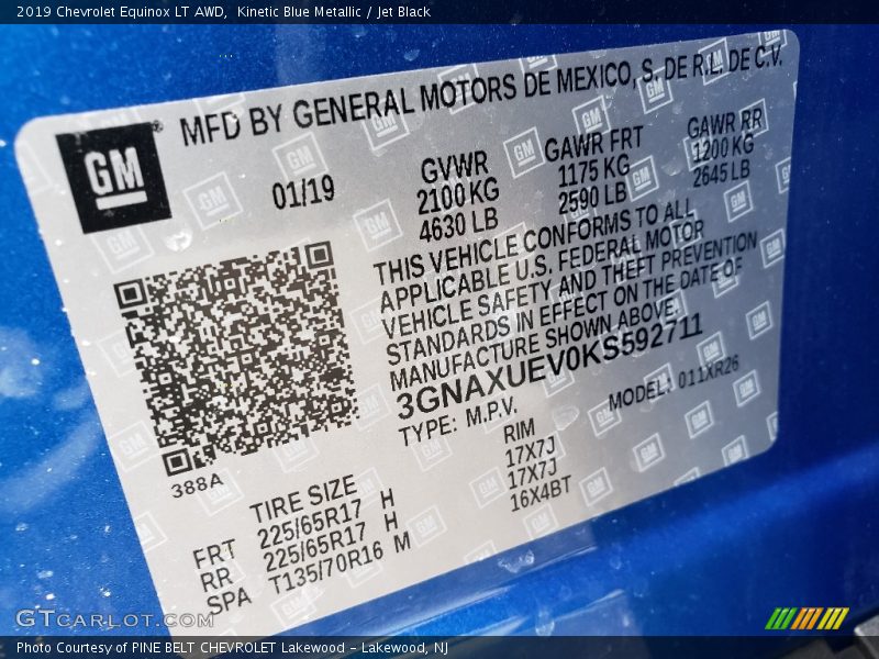 Kinetic Blue Metallic / Jet Black 2019 Chevrolet Equinox LT AWD