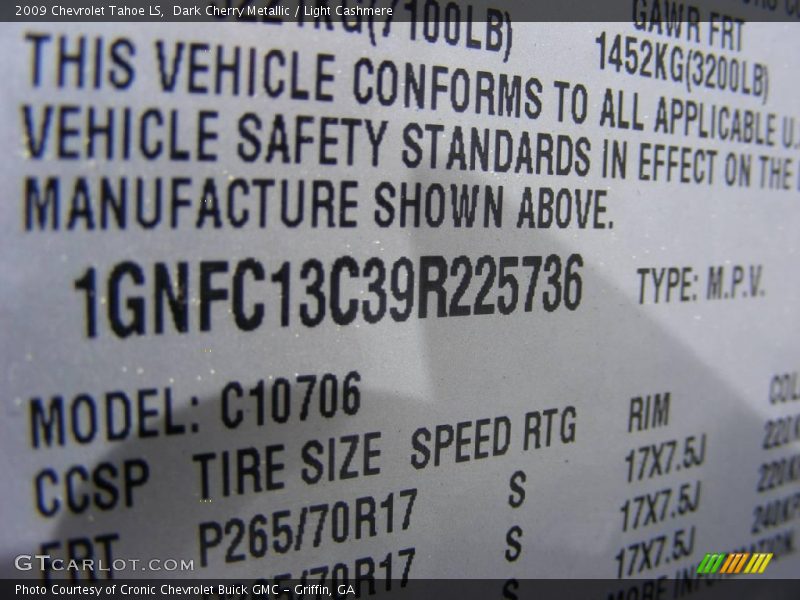Dark Cherry Metallic / Light Cashmere 2009 Chevrolet Tahoe LS