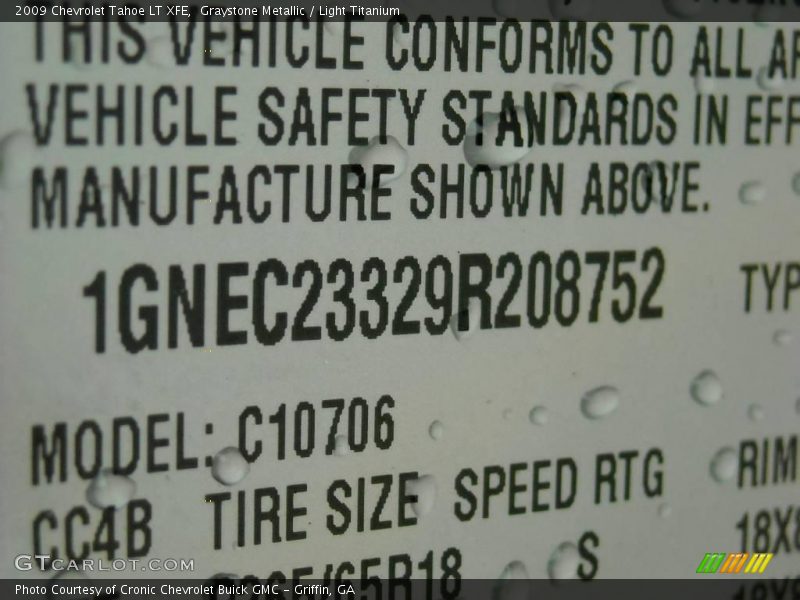 Graystone Metallic / Light Titanium 2009 Chevrolet Tahoe LT XFE