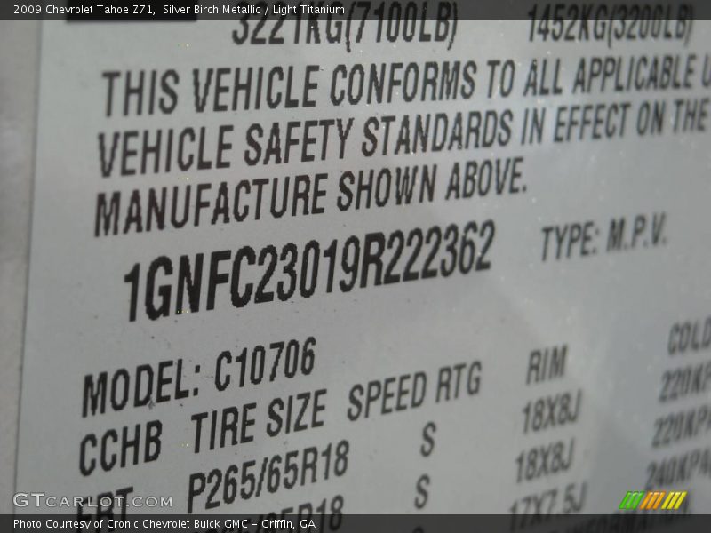 Silver Birch Metallic / Light Titanium 2009 Chevrolet Tahoe Z71