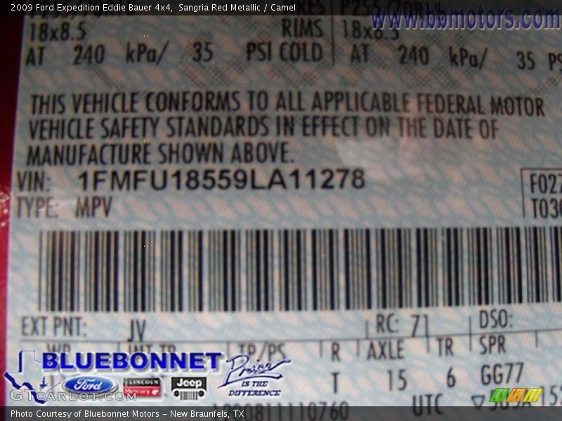 Sangria Red Metallic / Camel 2009 Ford Expedition Eddie Bauer 4x4