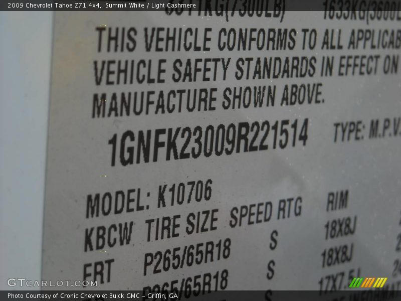 Summit White / Light Cashmere 2009 Chevrolet Tahoe Z71 4x4