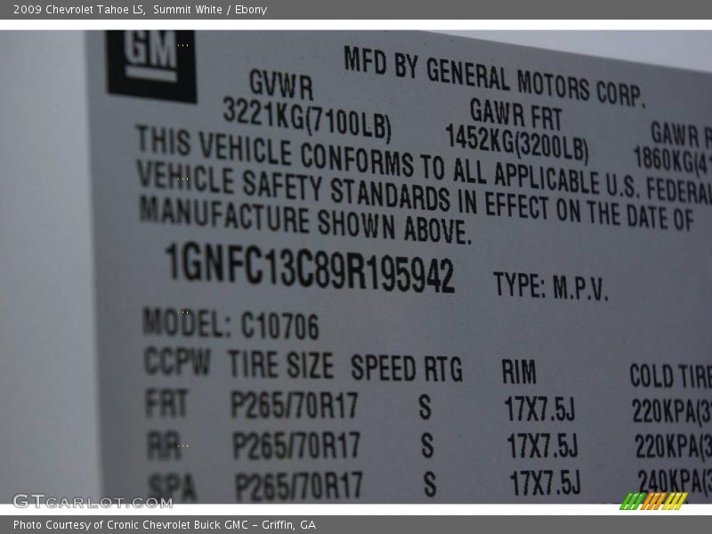 Summit White / Ebony 2009 Chevrolet Tahoe LS