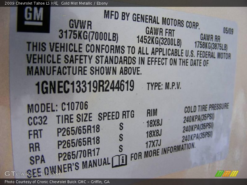 Gold Mist Metallic / Ebony 2009 Chevrolet Tahoe LS XFE