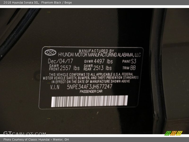 Phantom Black / Beige 2018 Hyundai Sonata SEL