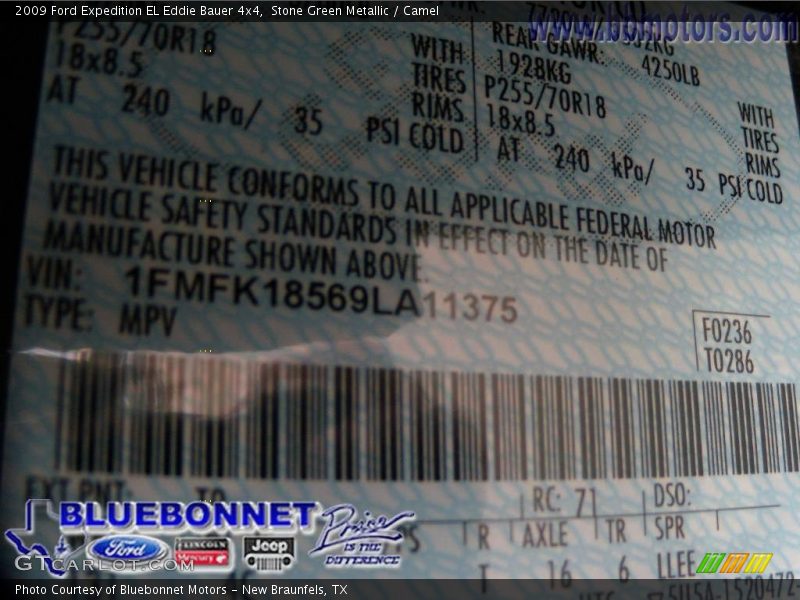 Stone Green Metallic / Camel 2009 Ford Expedition EL Eddie Bauer 4x4