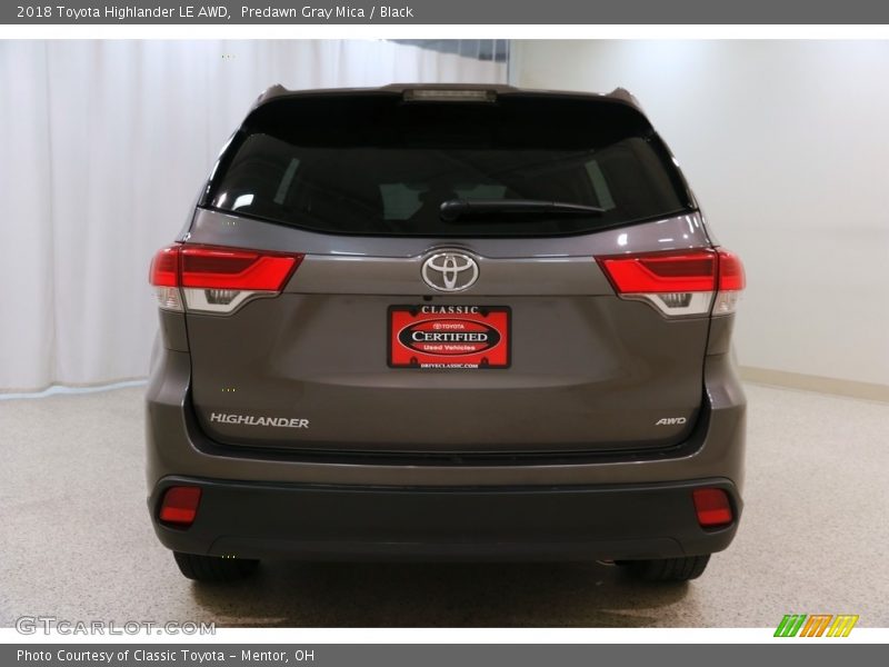 Predawn Gray Mica / Black 2018 Toyota Highlander LE AWD